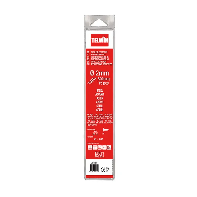 telwin-lectrodes-rutiles-pour-soudage-2-mm-x-300-mm-blister-de-15-e6013-ac-dc-40 image 1