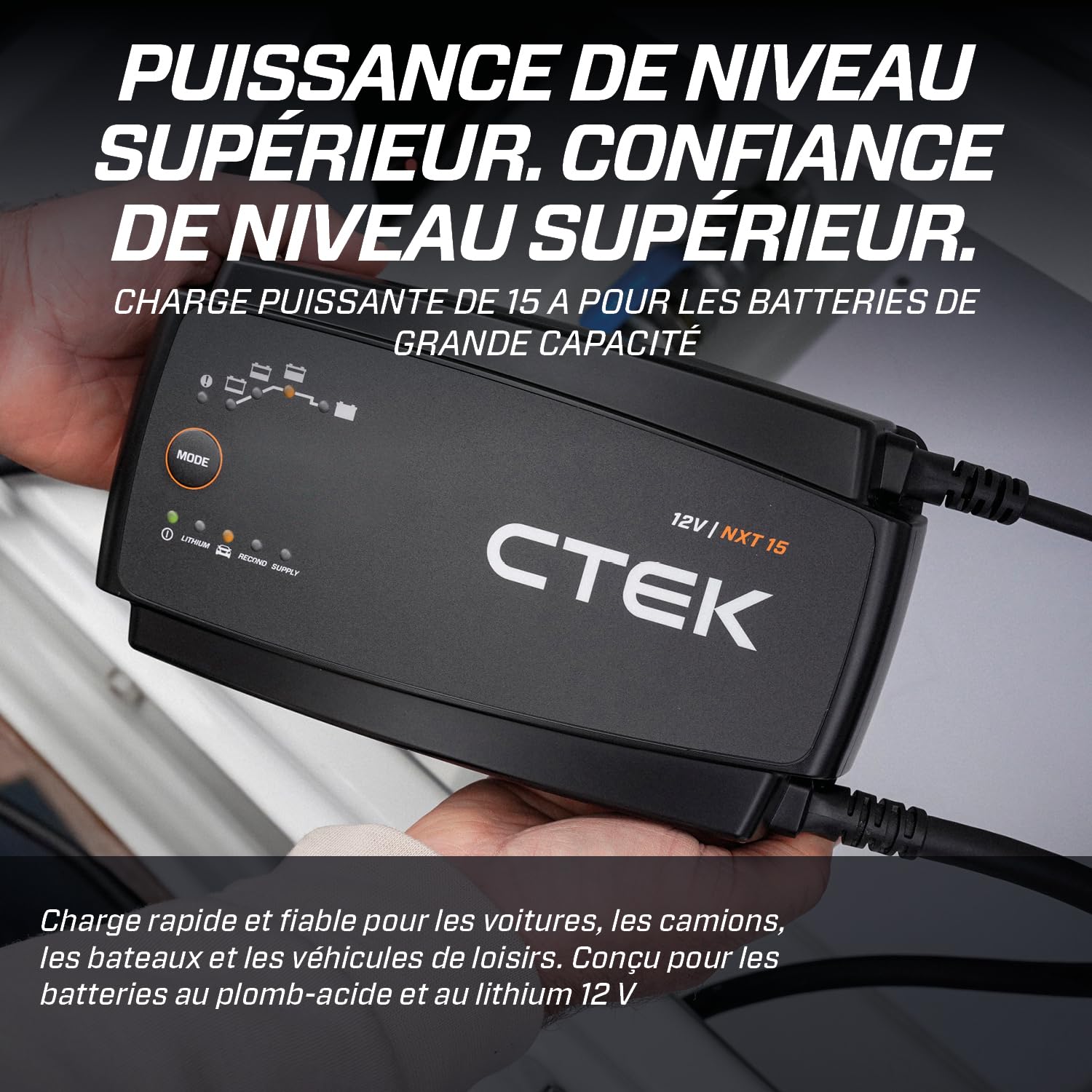 ctek-nxt-15-chargeur-de-batterie-12v-15a-compatible-lithium-lifepo4-avec-modes-r image 2
