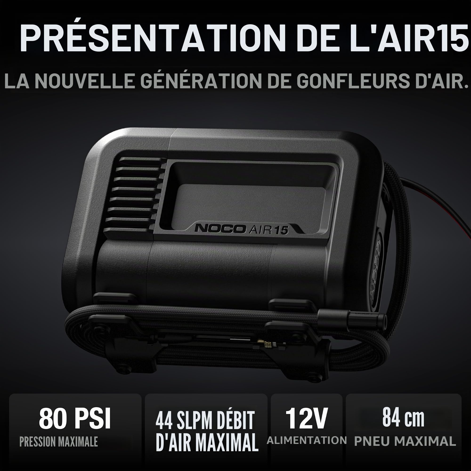 noco-air15-gonfleur-de-pneu-portable-12v-ultra-rapide-15a-d-bit-44-slpm-0-40-psi image 2