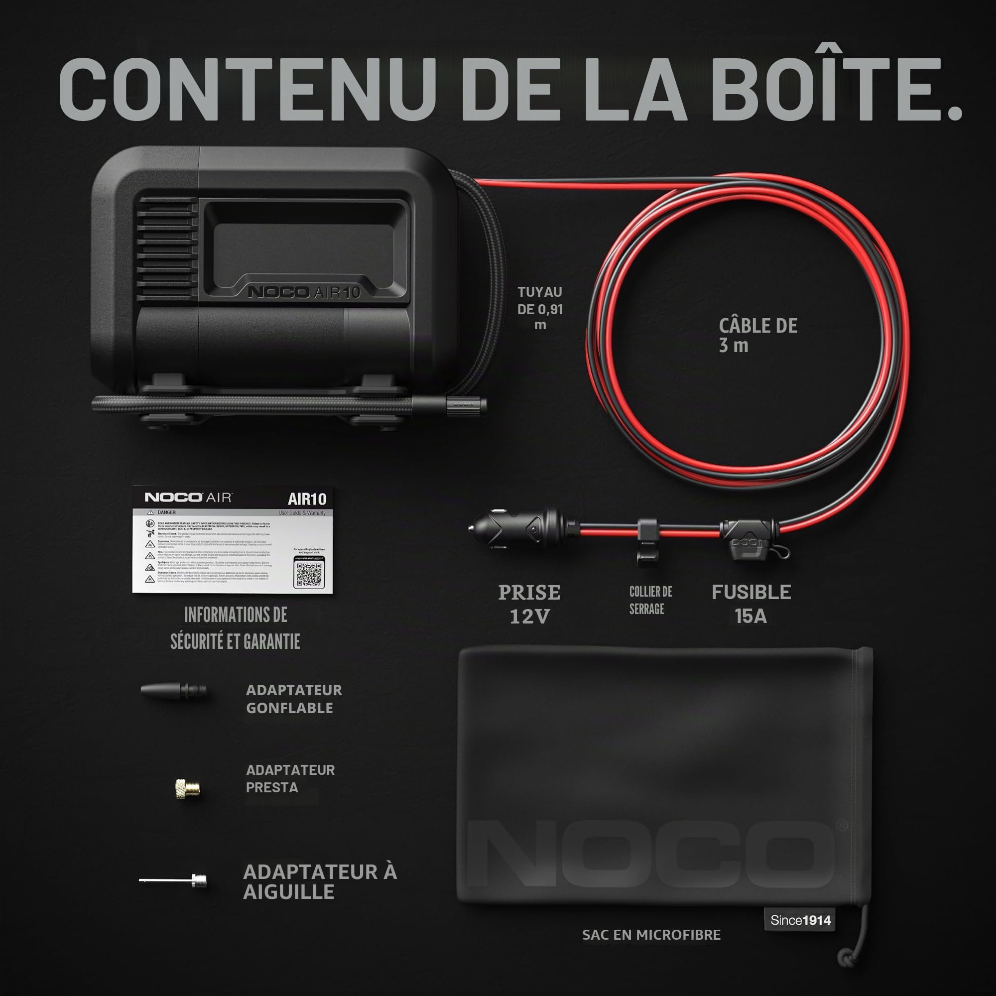 noco-air10-gonfleur-de-pneu-portable-12v-ultra-rapide-10a-d-bit-36-slpm-0-40-psi image 7