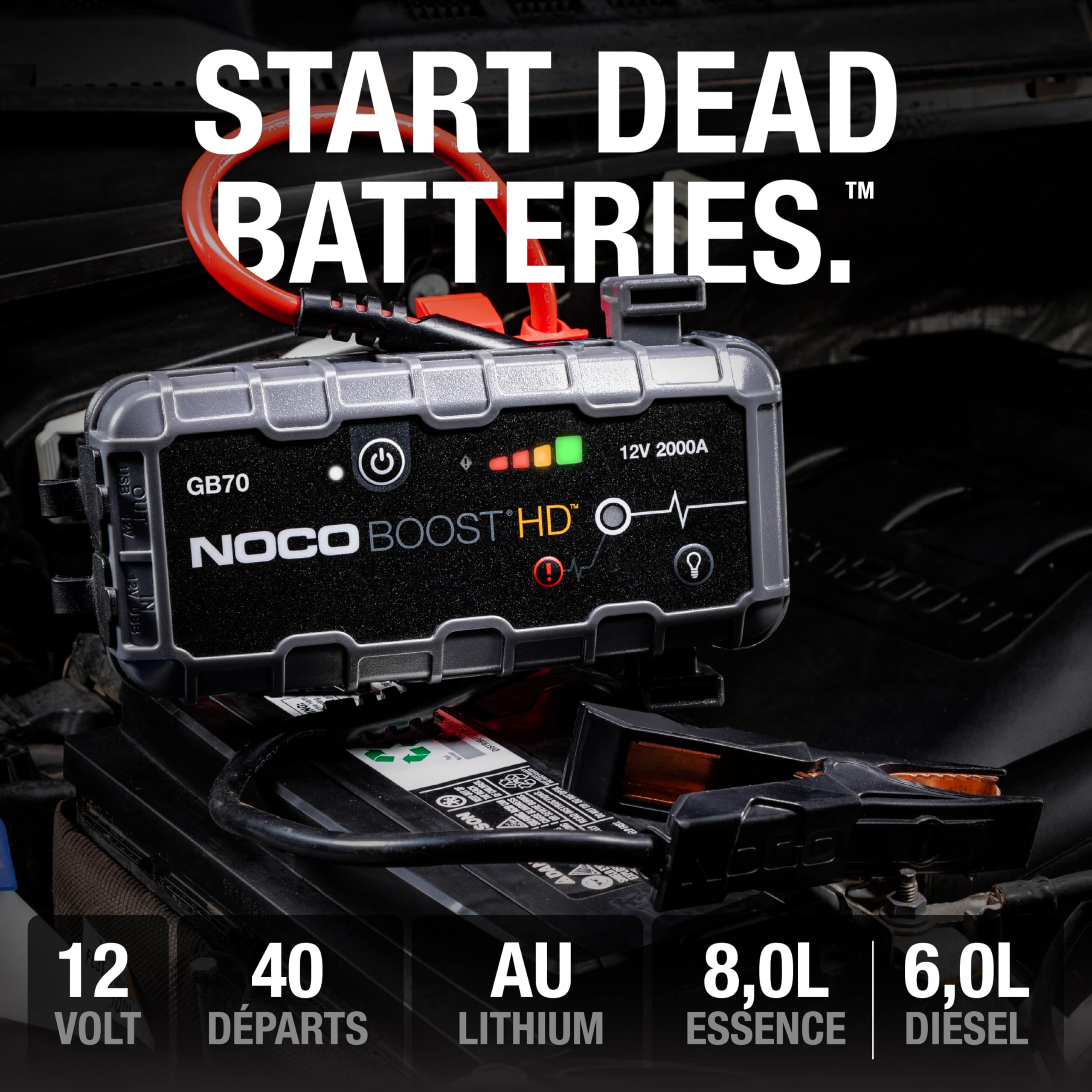 noco-boost-gb70-booster-de-d-marrage-lithium-ultrasafe-2000a-12v-avec-powerbank- image 2